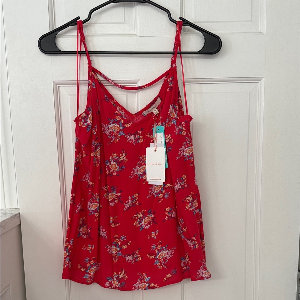 Skies Are Blue Red Floral Camisole